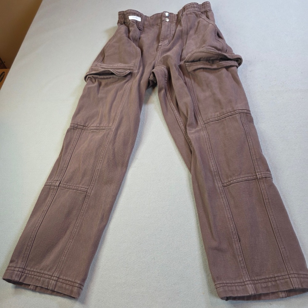 PacSun Brown Cargo Pants Mens Elastic Waist Specially Dyed Cotton RN090233
